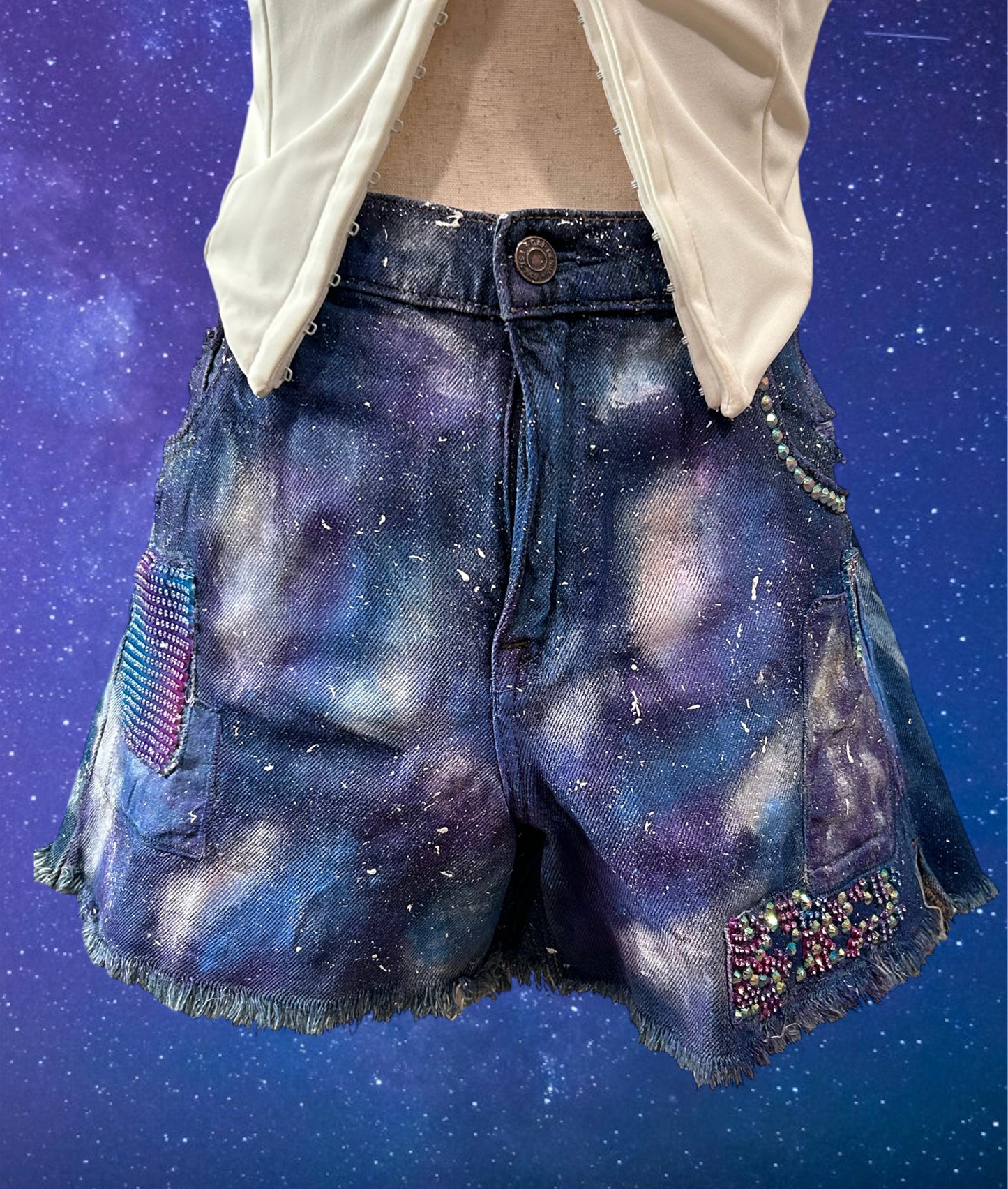 Upcycled galaxy Jean shorts