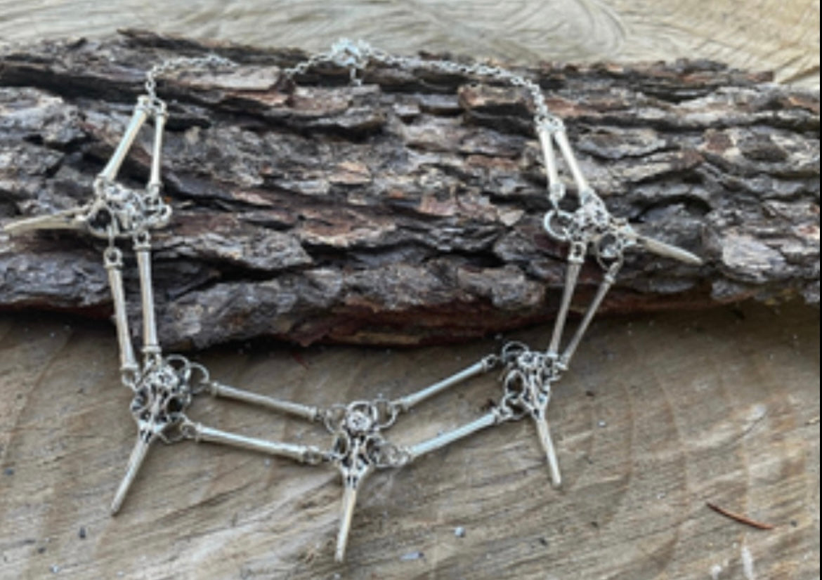 Gothic bird skull necklace