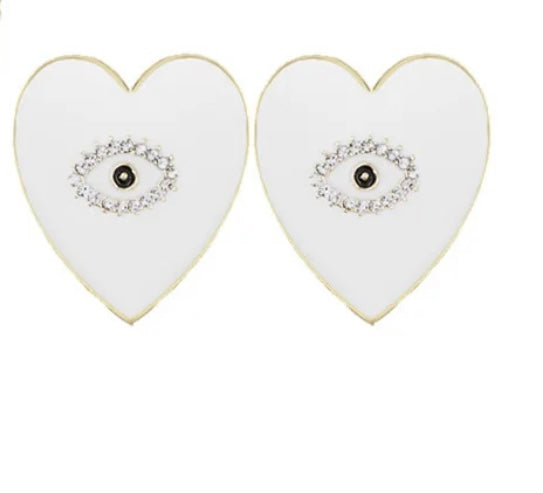 Evil eye heart earrings and necklace