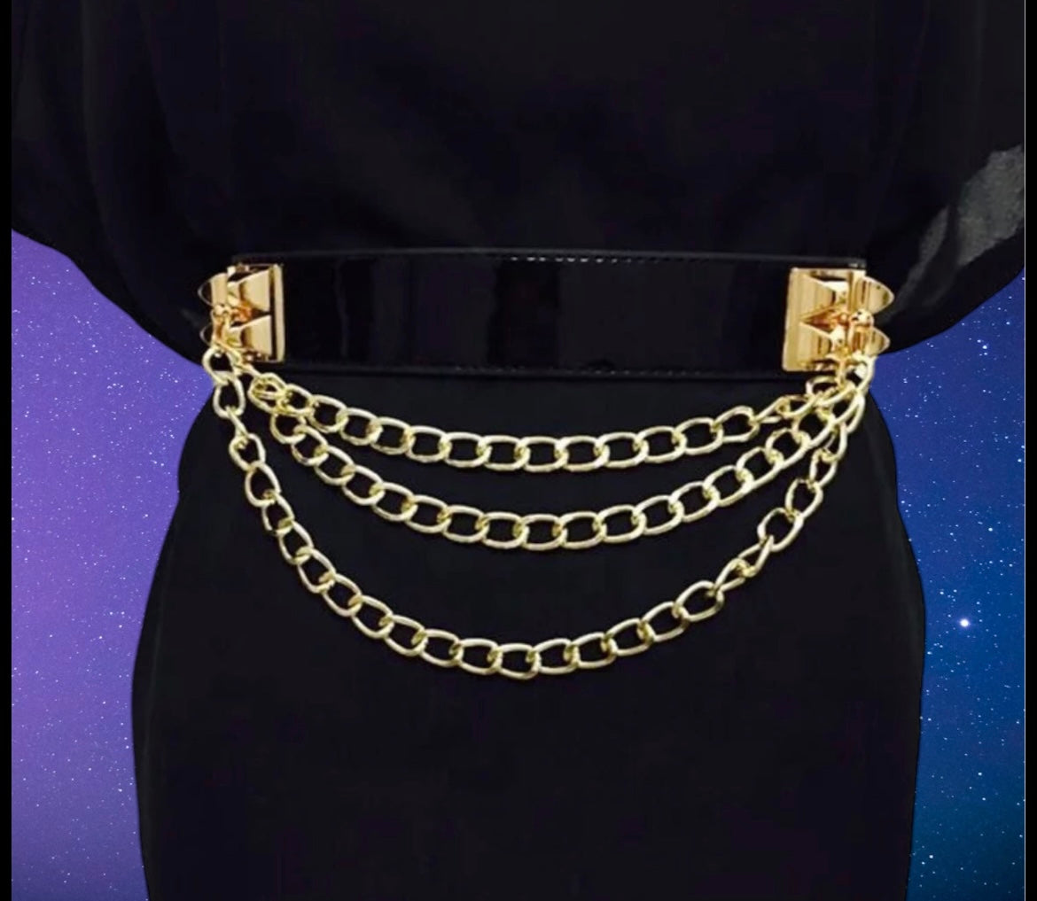 Black belt with gold chains