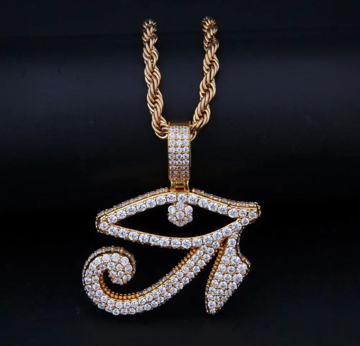 Mens bling hip hop evil eye necklace