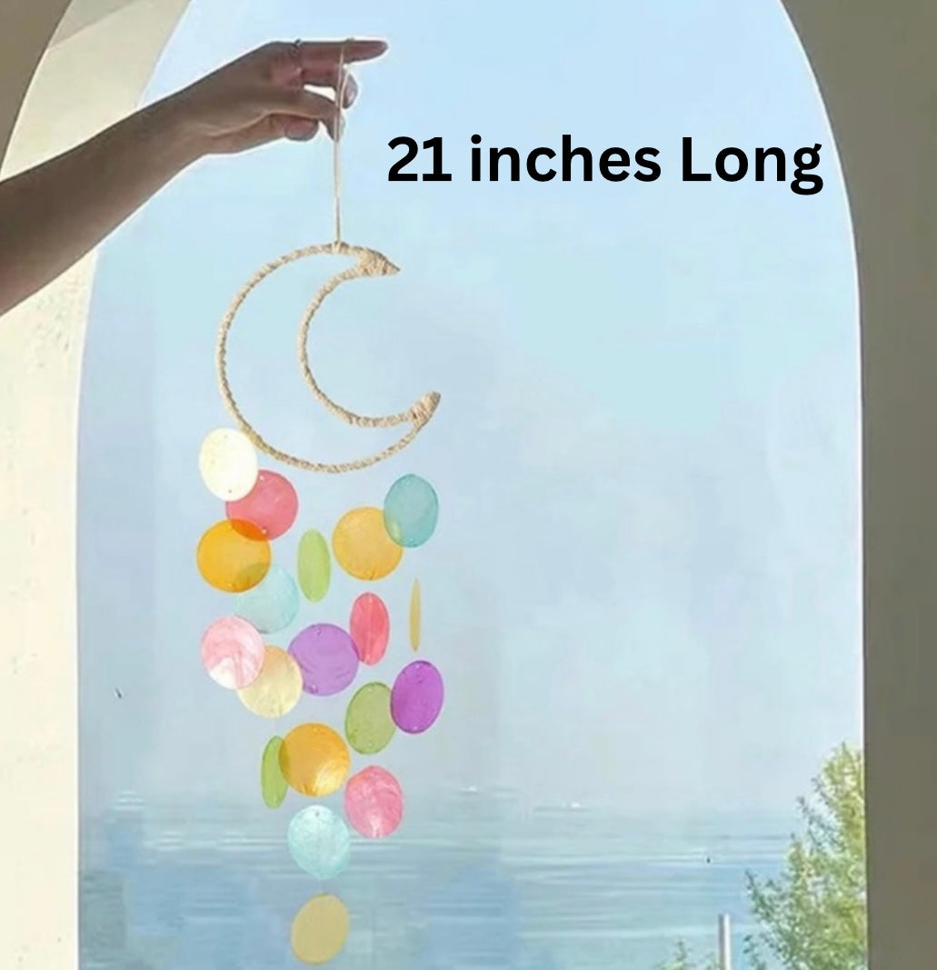 Multi color moon wind chime