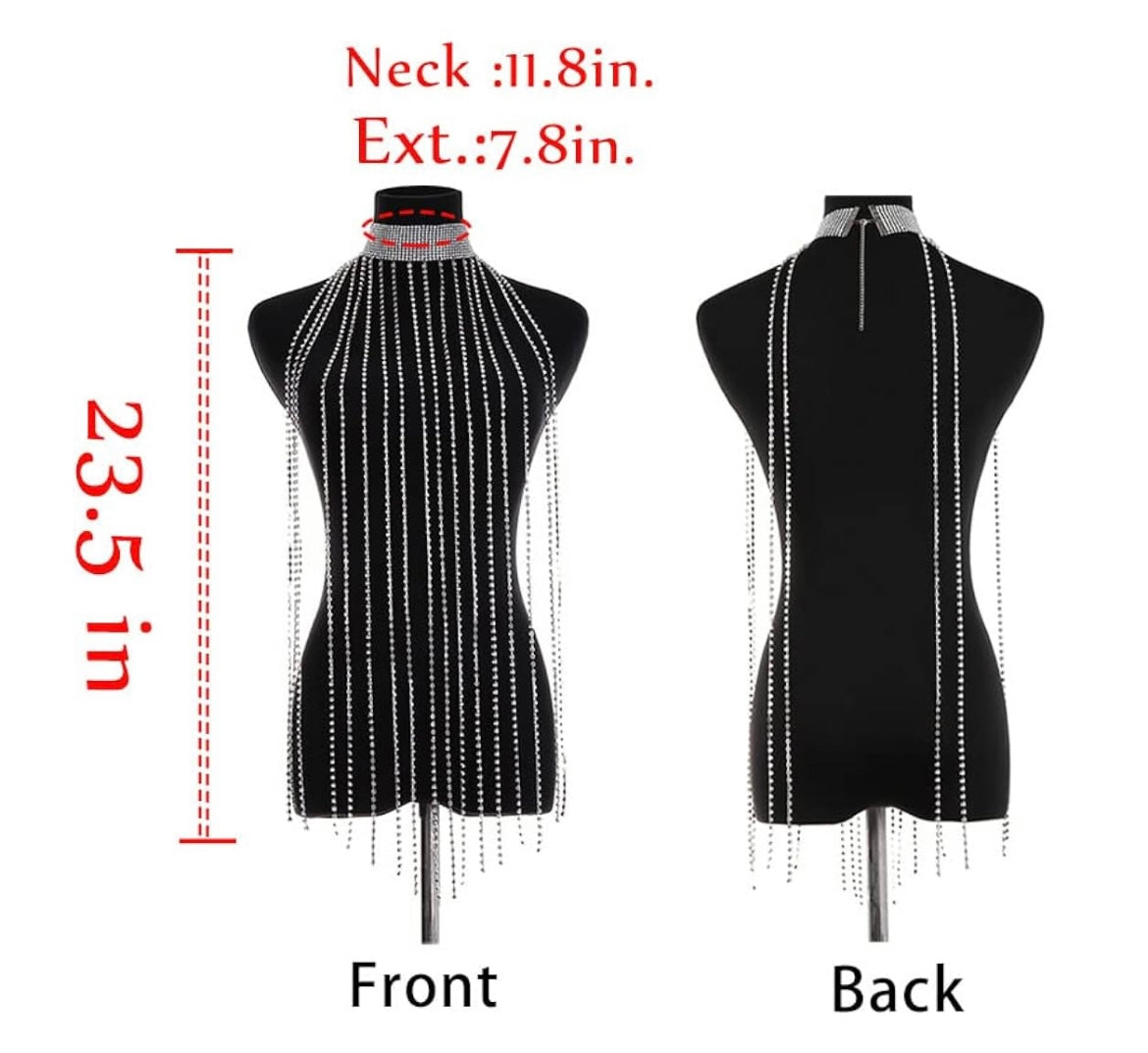 Long stranded rhinestone choker -FINAL SALE-