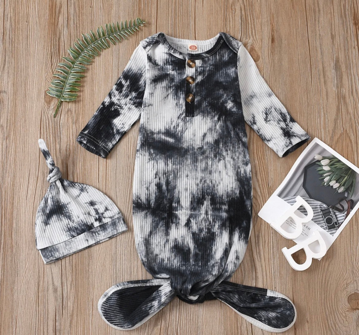 Baby tie-dye swaddle with hat