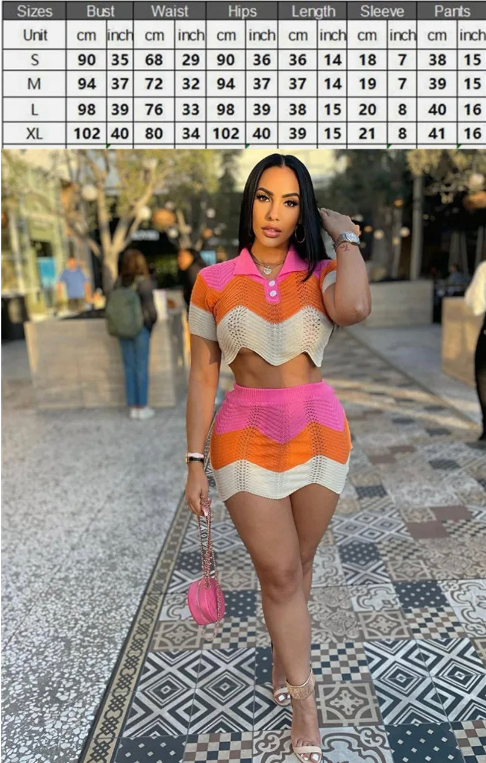 Crochet multi color 2 piece set