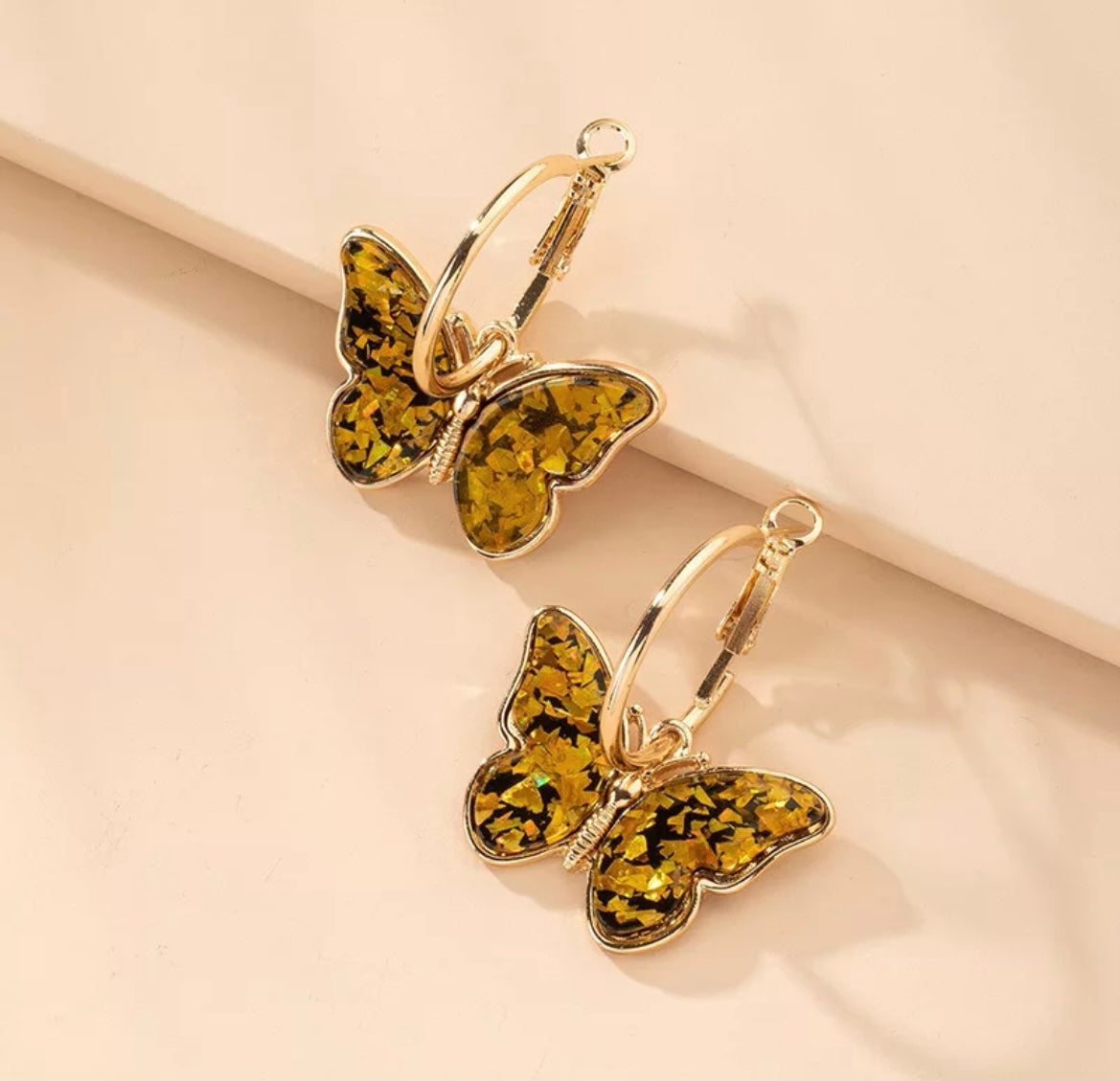 Butterfly hoop earrings