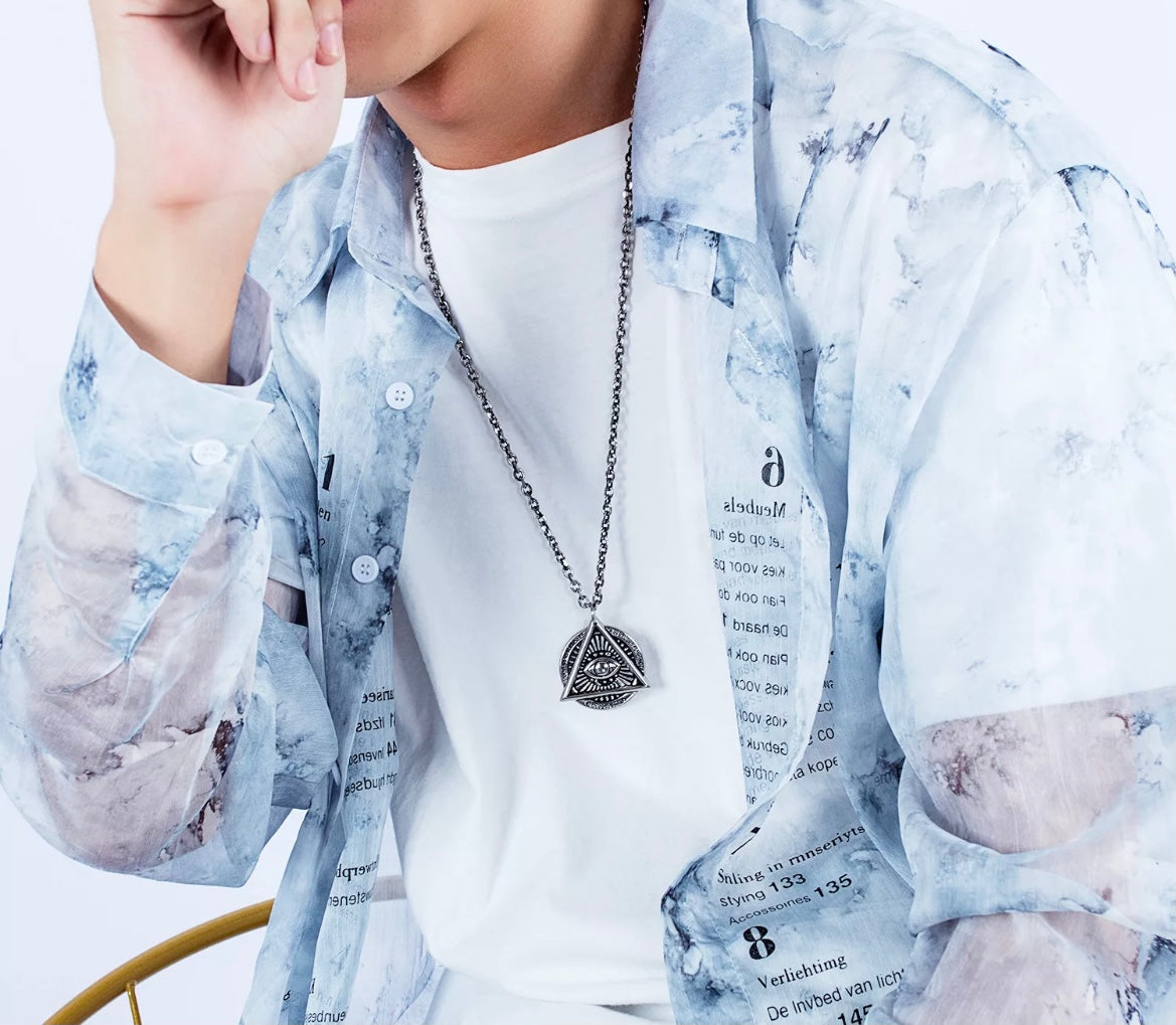 Unisex titanium steel evil eye necklace -FINAL SALE-