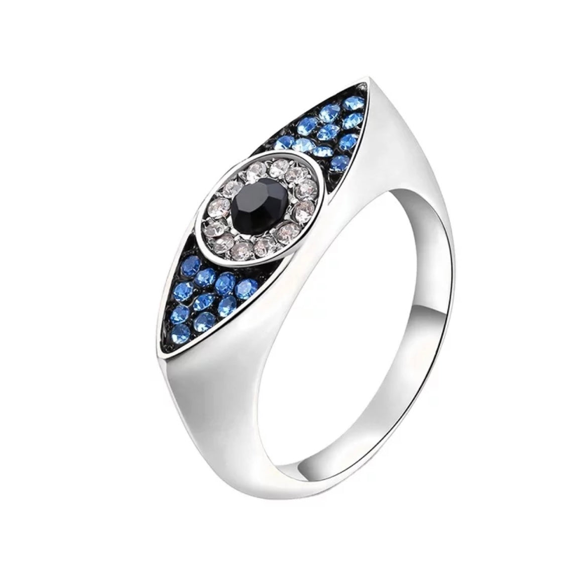 Evil eye rhinestone ring