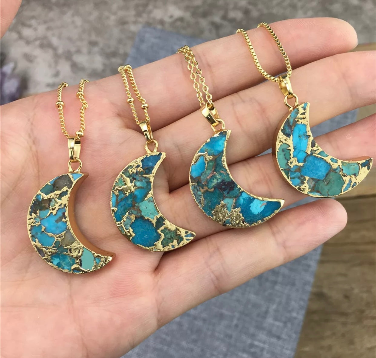Turquoise moon necklace