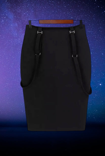Pencil skirt with suspenders