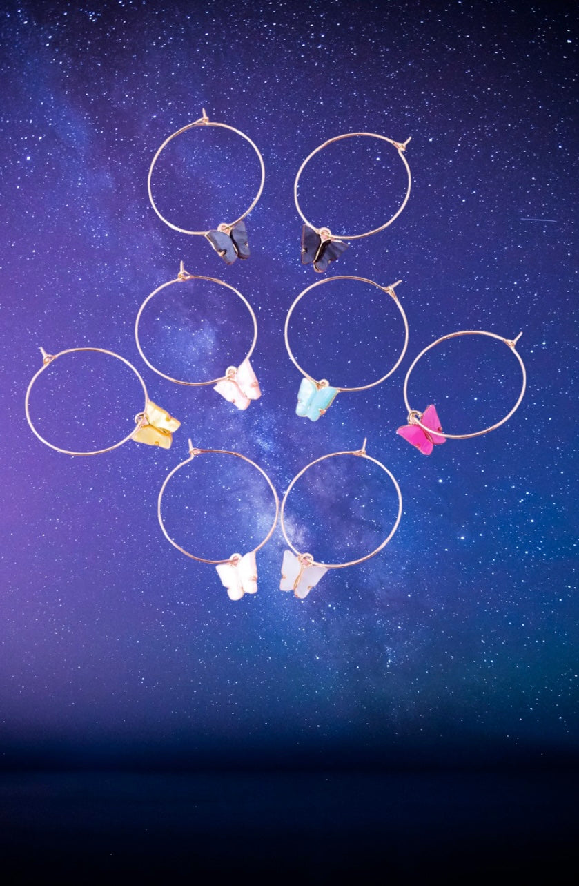 Acrylic butterfly hoop earring