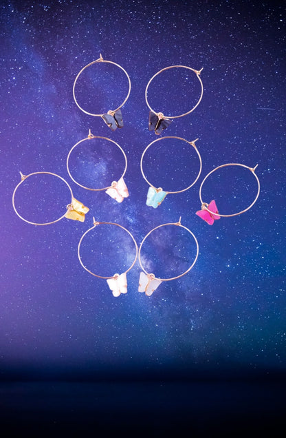Acrylic butterfly hoop earring