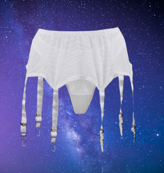 6 strap sexy mesh garter belt