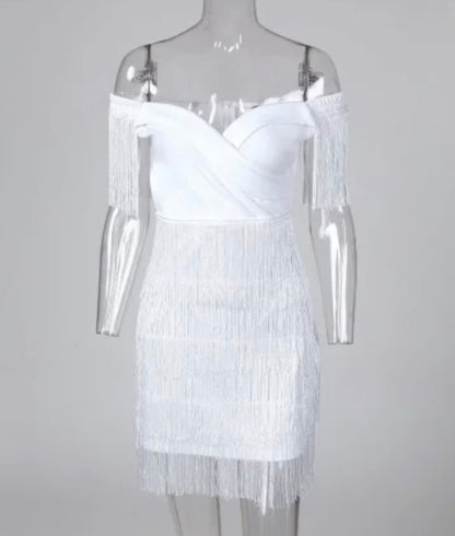 Off the shoulder  tassel dress