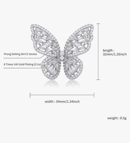 Large butterfly adjustable ring
