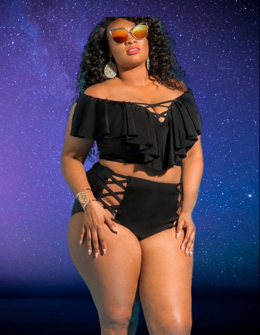 Plus size criss cross  bathing suit