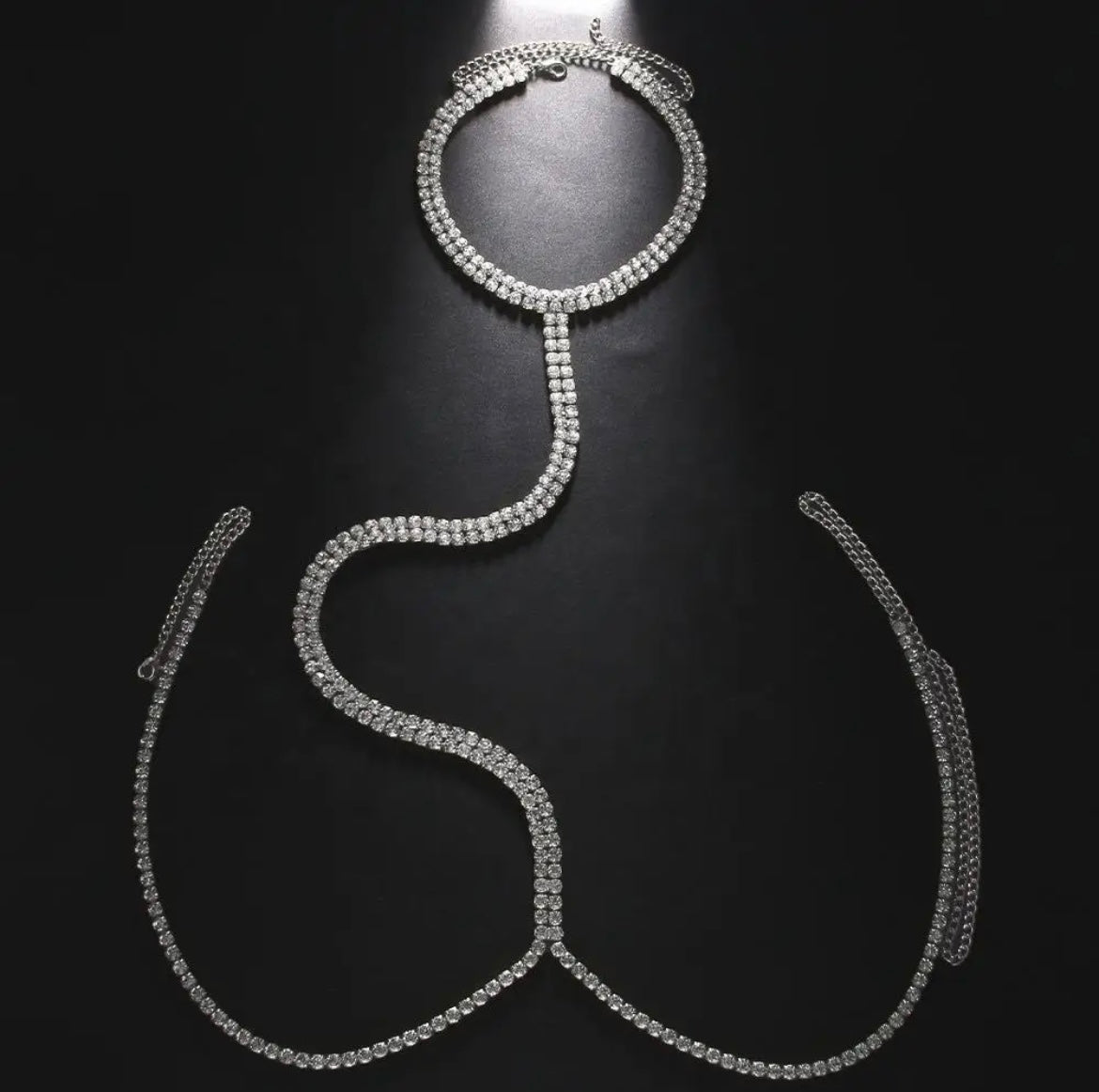 Rhinestone choker body jewelry