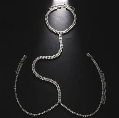 Rhinestone choker body jewelry