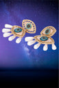Evil eye pearl earrings