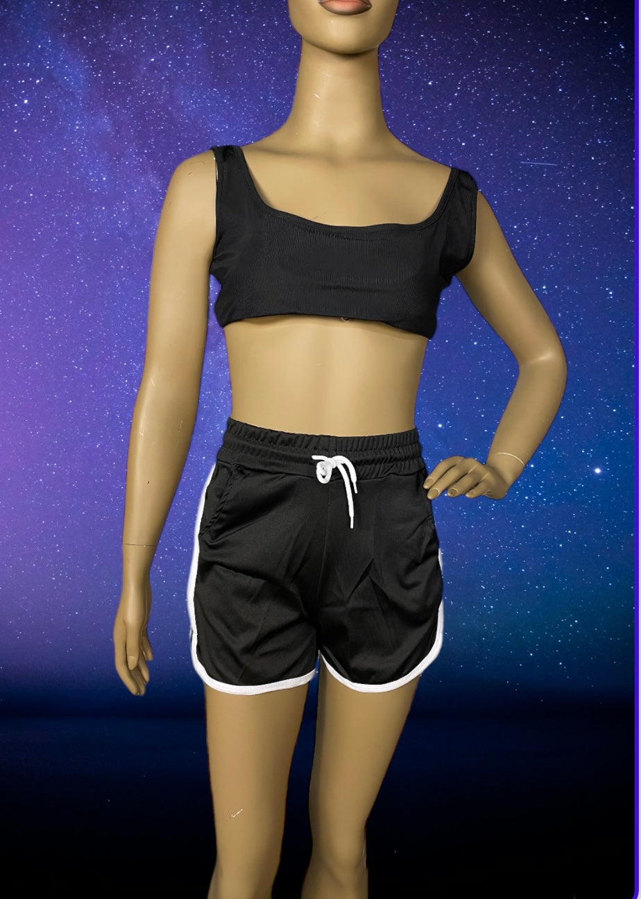 Black shorts with love stripe