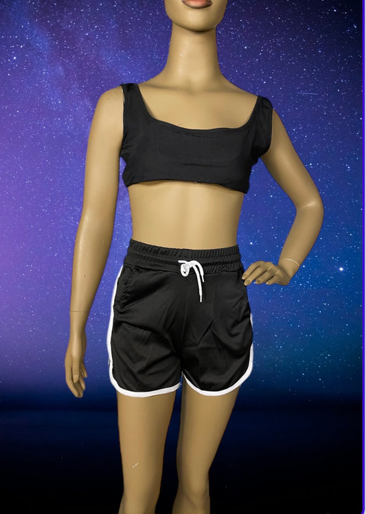 Black shorts with love stripe