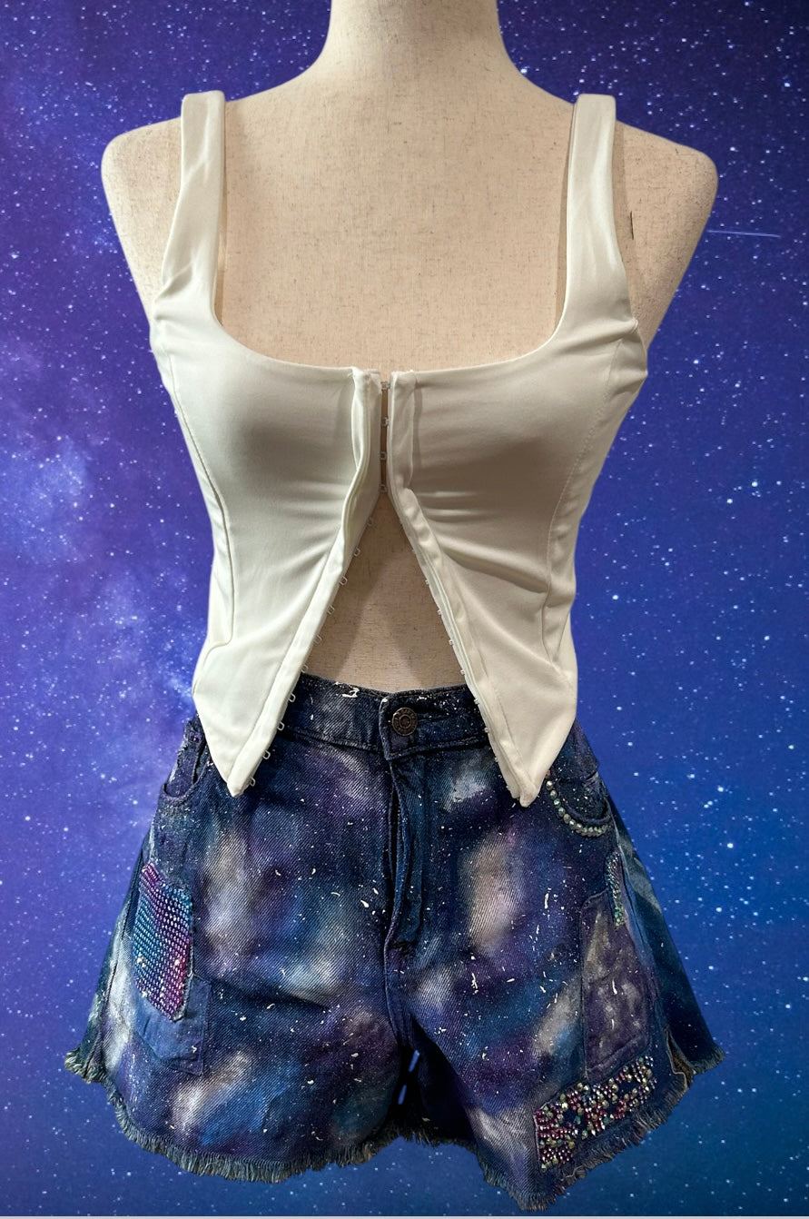 Upcycled galaxy Jean shorts