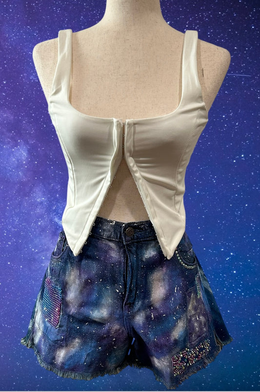 Upcycled galaxy Jean shorts