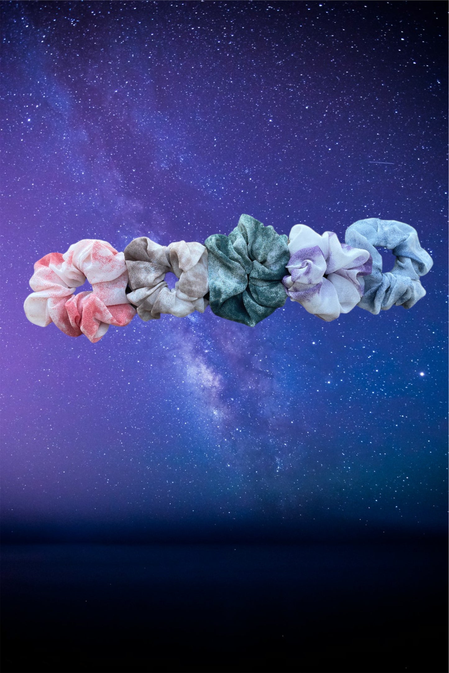 5 piece tie dye  hair scrunchies