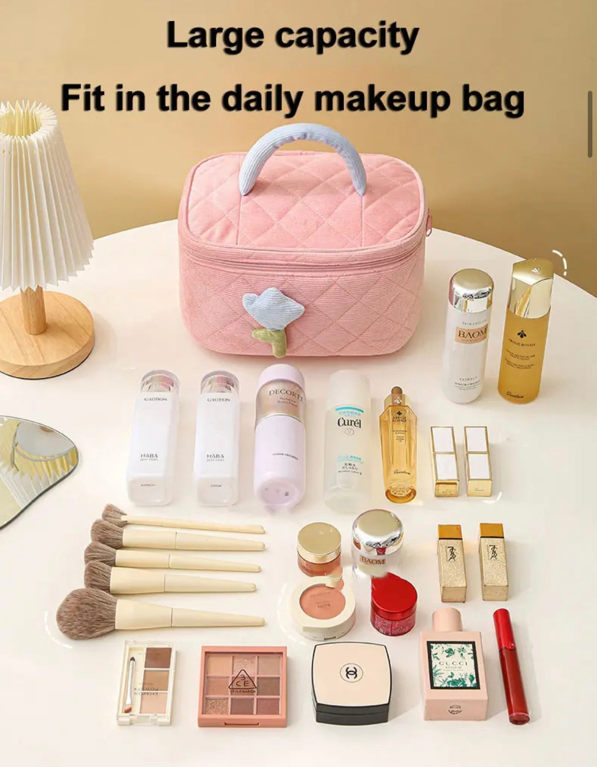 Corduroy flower cosmetics bag -FINAL SALE-