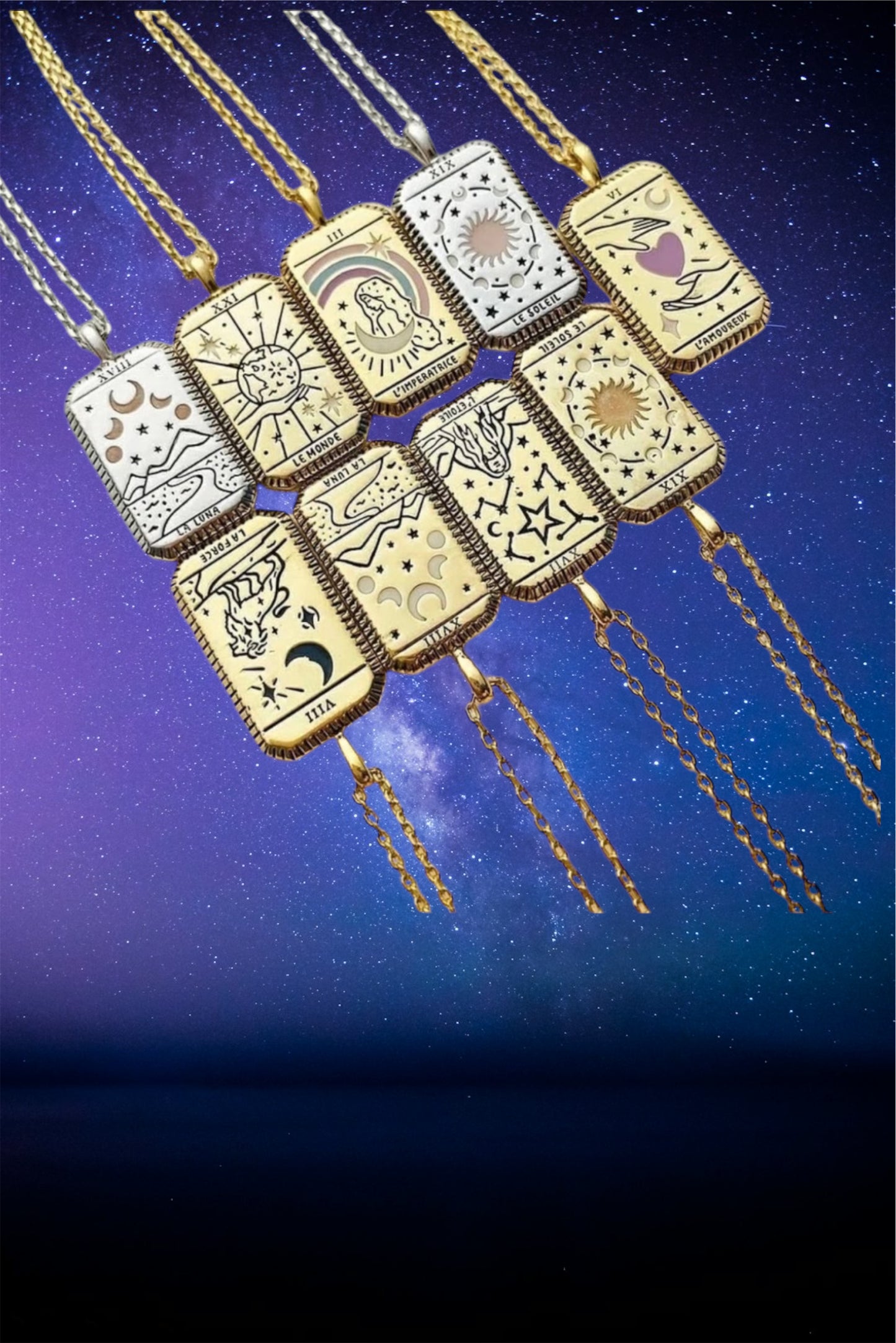 Tarot necklaces gold plated