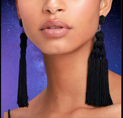 Luxurious long tassel earrings