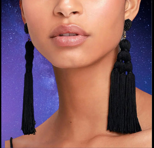 Luxurious long tassel earrings