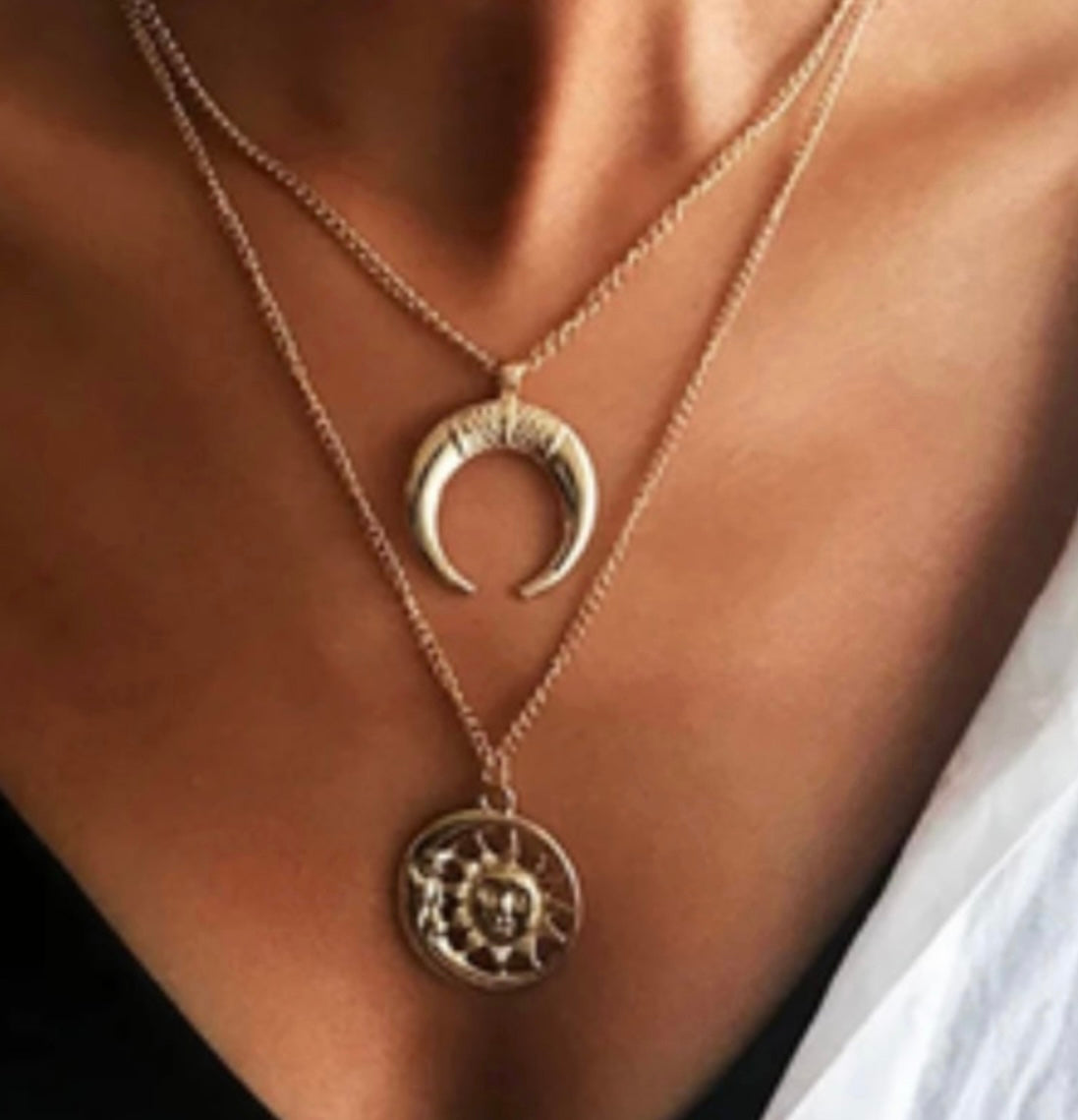 Two piece moon sun necklace