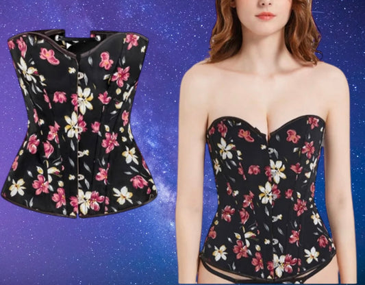 Black corset with flowers