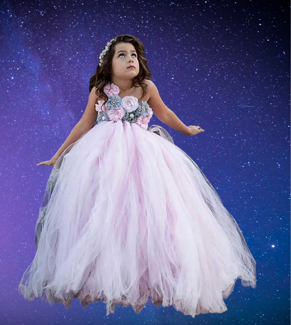Girl flower tulle dress