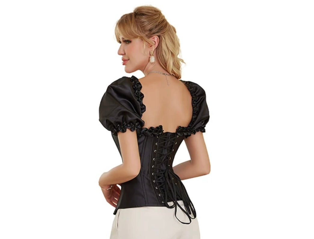 Black satin corset