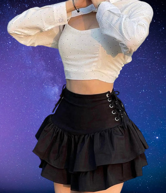 Goth black mini skirt