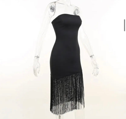 Strapless tassel dress