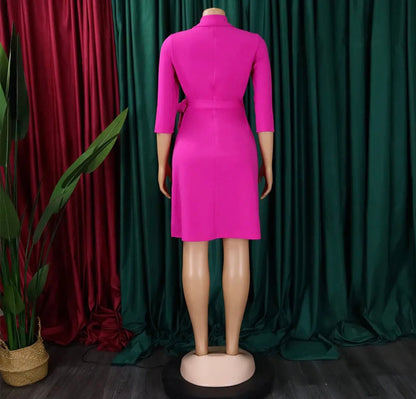 Elegant pink pleated A line dress