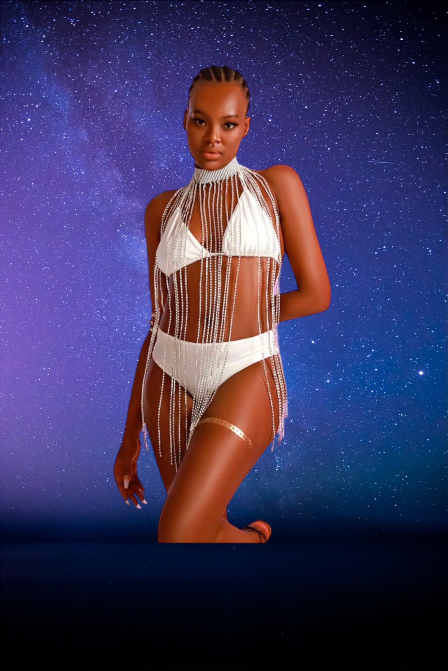 Long stranded rhinestone choker -FINAL SALE-