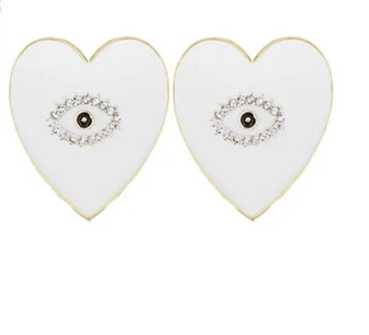 Evil eye heart earrings and necklace