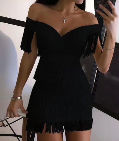 Off the shoulder  tassel dress