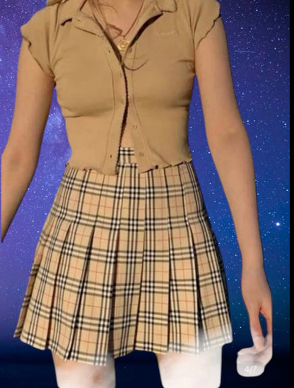 Plaid pleaded skort