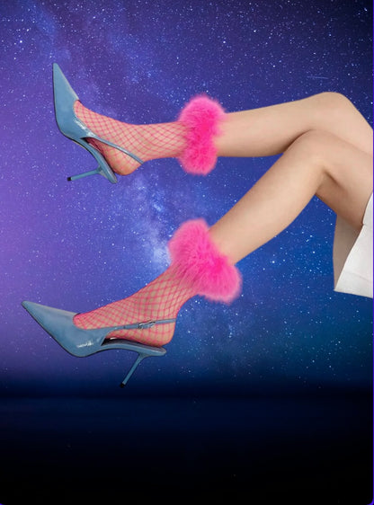Fuzzy fishnet socks -Final sale-