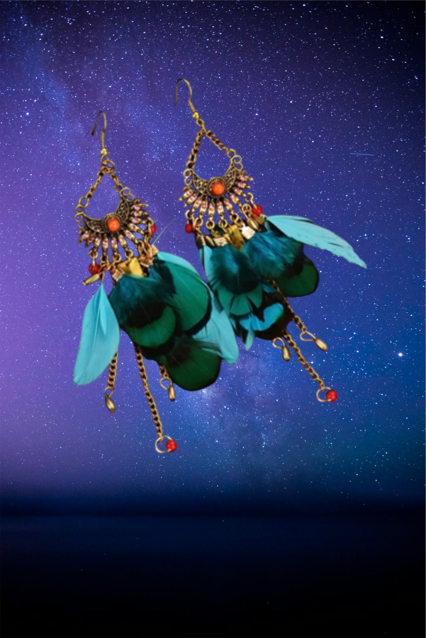 Feather drop earrings