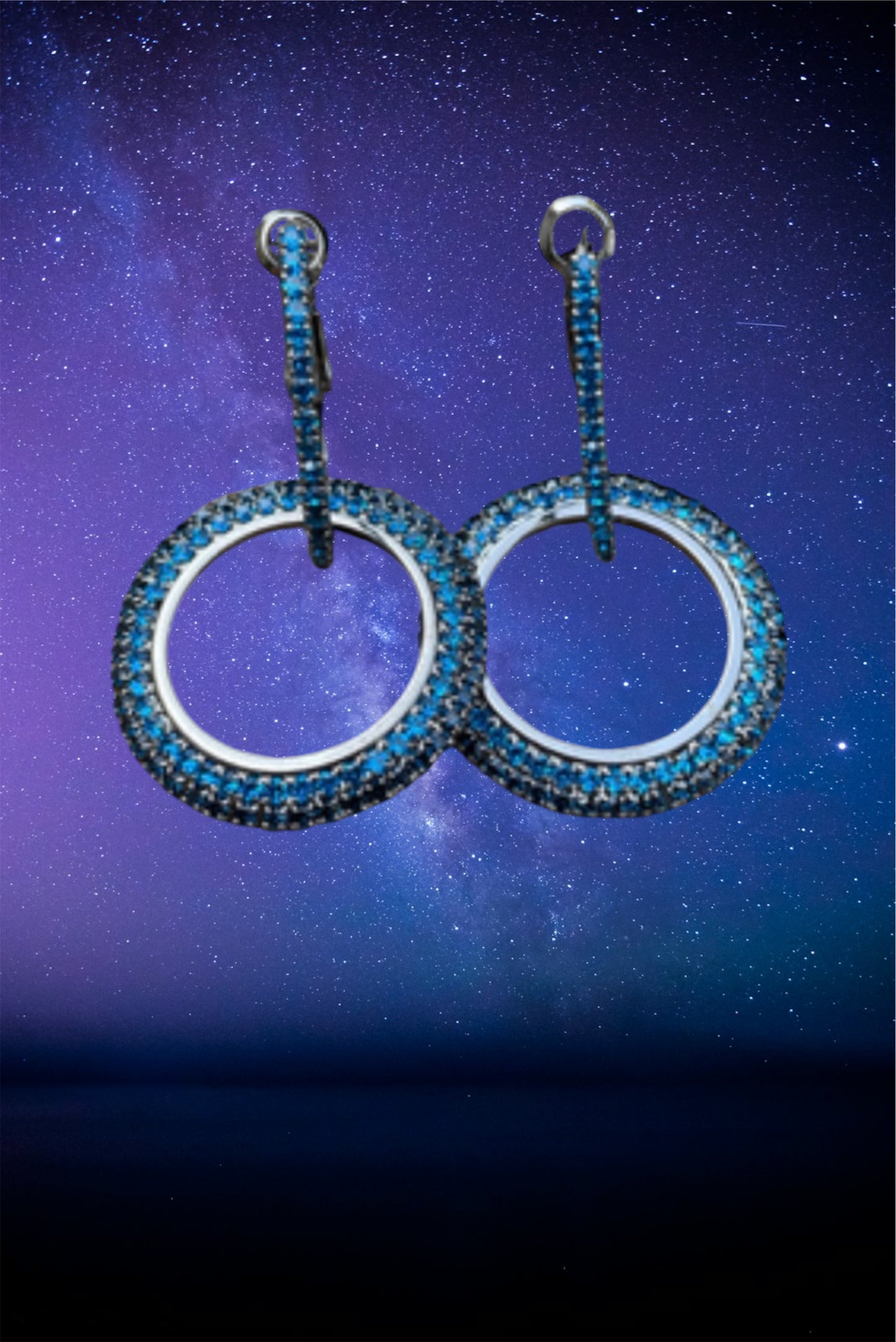 Two way wear blue rhinestone earrings