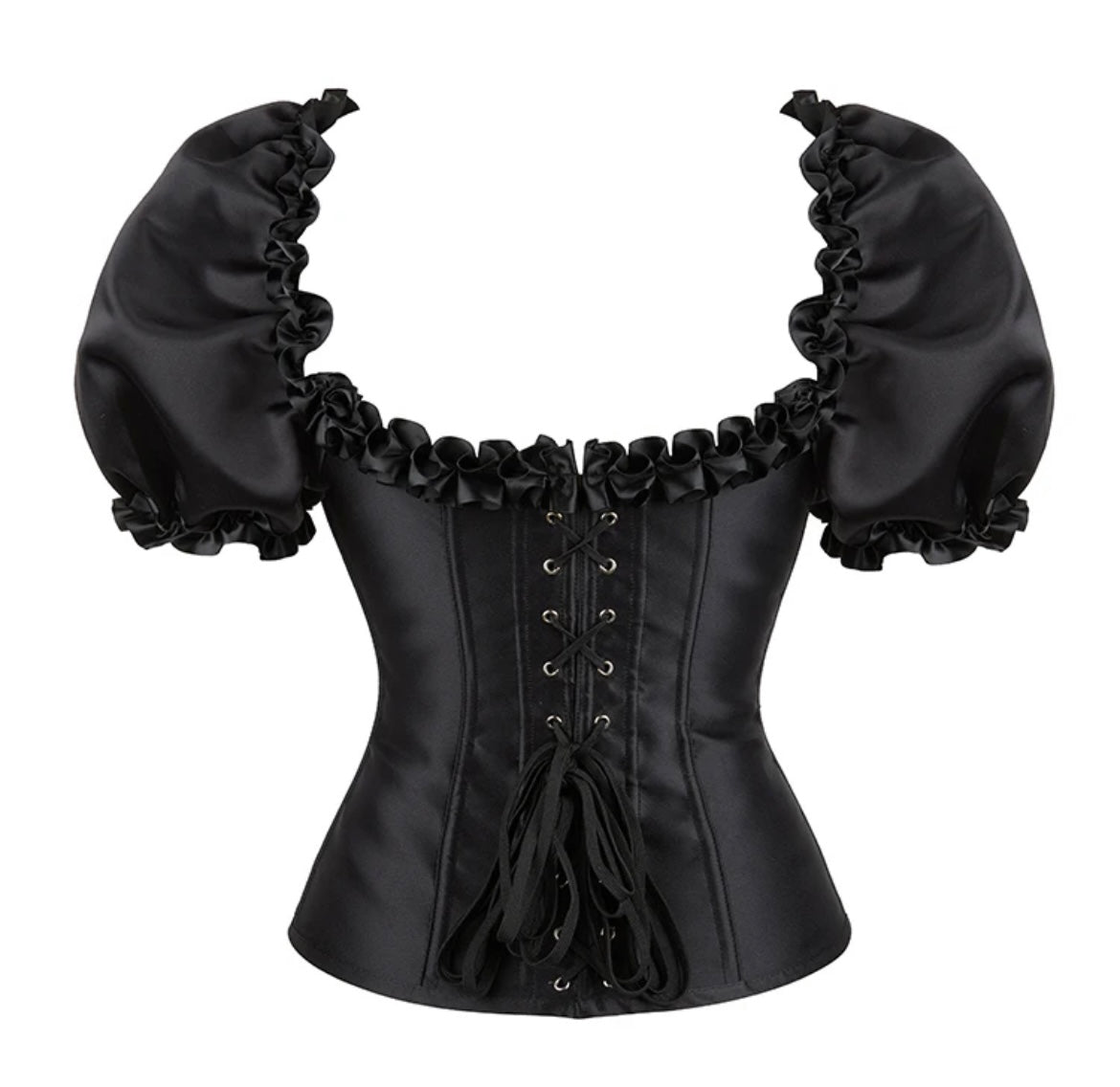Black satin corset