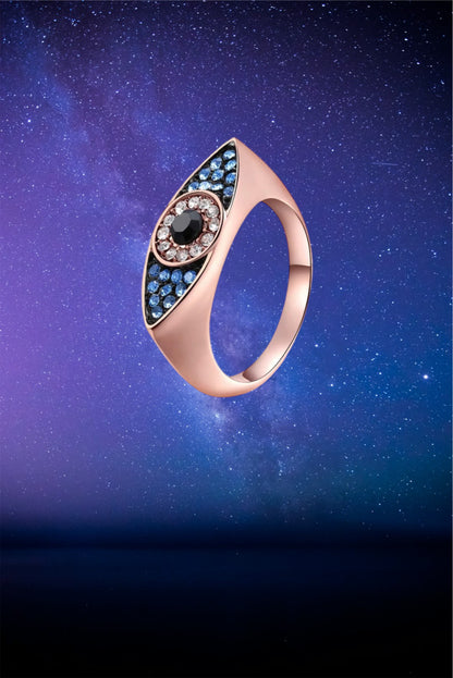 Evil eye rhinestone ring