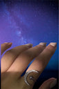 Crescent moon and star ring