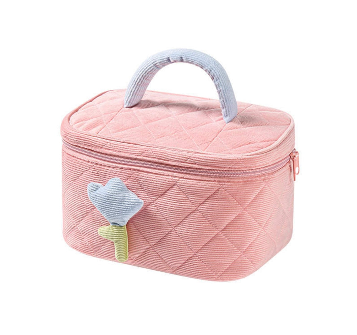 Corduroy flower cosmetics bag -FINAL SALE-